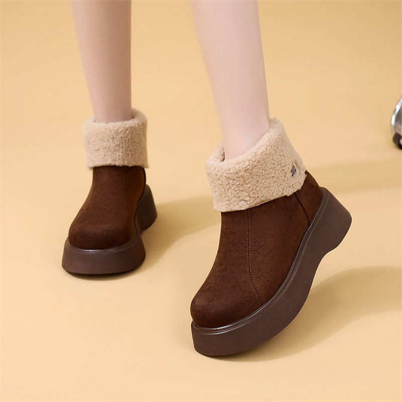 复古绒面雪地靴女2025新款冬季加厚保暖棉靴英伦风显瘦厚底短靴女,女鞋,时尚雪地靴,淘宝优惠券,粉丝福利购,淘宝优惠卷