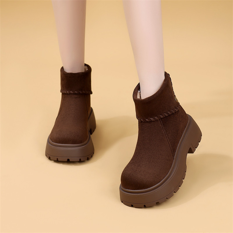 复古休闲绒面雪地靴女2025新款冬季加厚保暖时尚百搭厚底轻便短靴,女鞋,马丁靴,淘宝优惠券,粉丝福利购,淘宝优惠卷