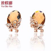 Ya-na Korean cute fashion female full rhinestone chic rose diamond earrings earring earring mm46