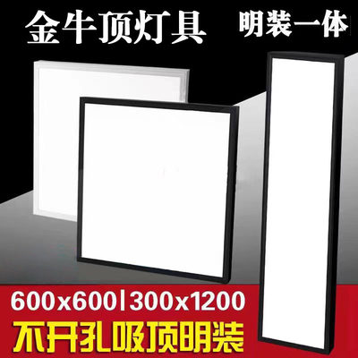 金牛顶明装LED平板灯600x600吸顶300x1200石膏板水泥顶吊线面板灯