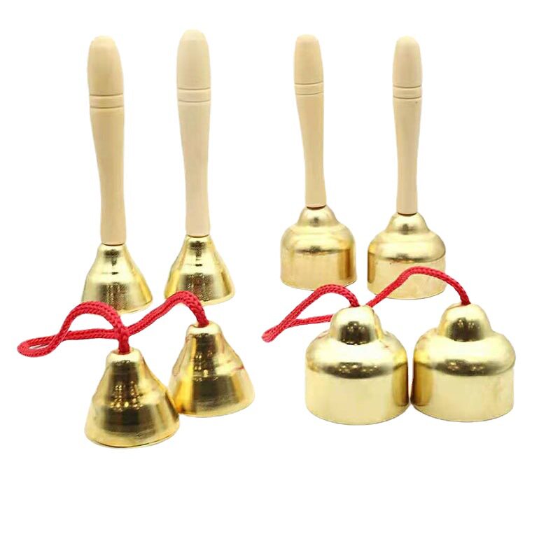 幼儿园早教小学生乐器奥尔夫教具手摇木质手柄碰钟打击音乐课碰铃