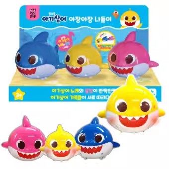 鲨鱼宝宝家族磁力行走灯光音乐小公仔现货babyshark早教益智玩具