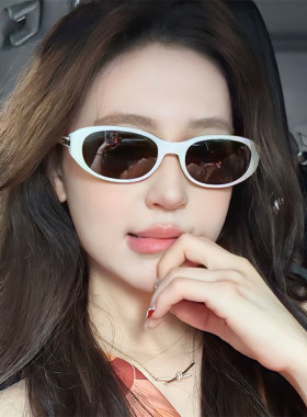白色猫眼墨镜女高级感椭圆方圆脸