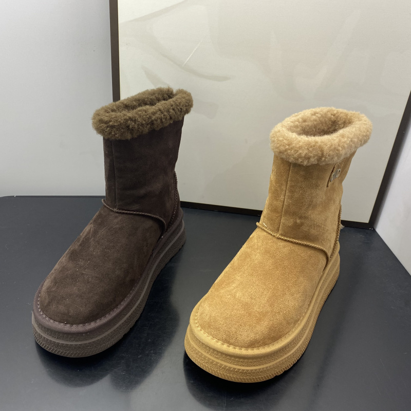 2025秋冬舒適套筒加绒加厚保暖厚底雪地靴女冬季防滑毛绒棉靴