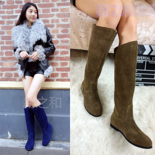 2020 spring and autumn genuine leather Women's Boots suede goddess Snow boots Flat bottom Flat heel Large A pedal Nubuck leather Bootsin the Women's Shoes, Boots  category - from Buy2taobao.com to provide professional Taobao agent buy service