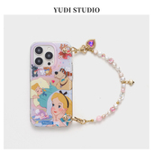 童话公主童趣兔子狗狗可爱适用苹果16系列天然珍珠琉璃串珠手提链条华为mate70手机壳iphone17promax原创仙气