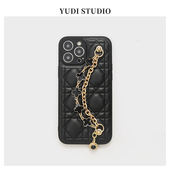 高品质经典 极简Ins氛围感iPhone17promax适用于苹果16Pro小香风四叶草皮质手提链条名媛菱格手机壳华为mate70