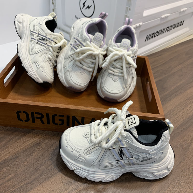 2026春季百搭儿童老爹鞋白色女童运动鞋轻便透气休闲单鞋男童跑鞋