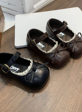 舒服软底婴幼儿小童单鞋女宝宝浅口公主风小皮鞋豆豆单鞋周岁三岁