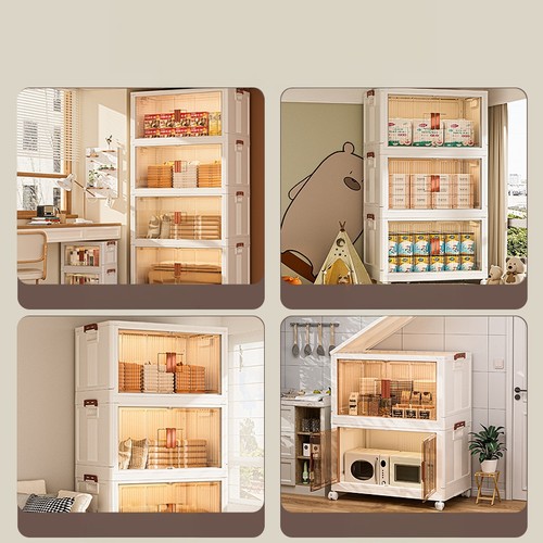 折叠收纳柜可移动多层带轮子