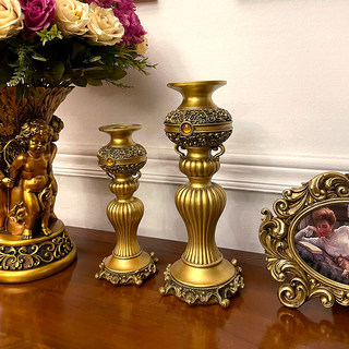 欧式复古蜡烛台摆件美式家居装饰品客厅壁炉树脂轻奢法式玄关酒柜