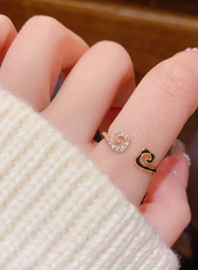 复古镶钻紧箍咒开口戒个性小众轻奢简约独特设计感可调节配饰戒指