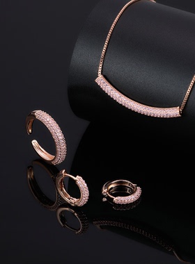 法式轻奢几何设计松石蓝耳环项链戒指首饰套装小众高级感百搭耳饰