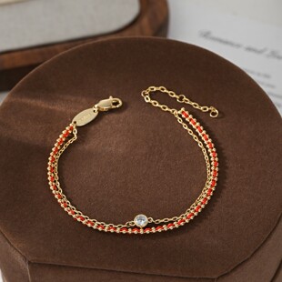 新中式双层单钻红绳手链女精致高级感手串小众个性设计感手饰礼物