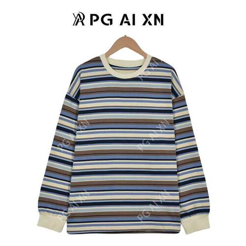 PG Ai XN/品归 2026秋冬复古彩条罗纹袖口T恤 PGXN 2936