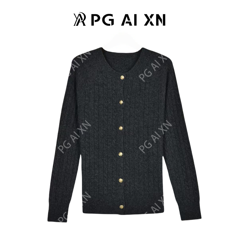 【一一专享】PG Ai XN/品归2025年秋冬金扣绞花开衫 PGXN 2857