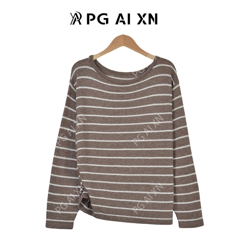 【大潘专属】PG Ai XN品归 秋冬丝羊绒侧边褶皱条纹毛衫PGXN 2932
