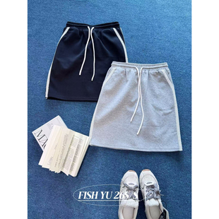 FISH 夏上新韩系蕾丝花边拼接松紧腰卫裙半身裙626030