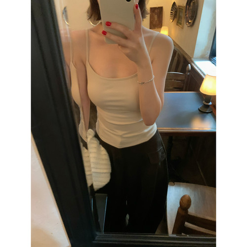 lower April（FA）-基础打底背心女坑条高弹显瘦棉质外背心180751