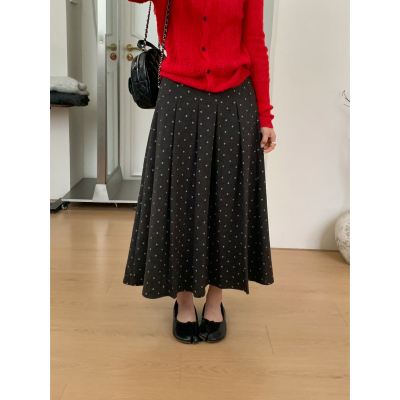 ING-风毛呢碎花百褶半身裙女冬季新款显瘦百搭减龄A字半身裙18807