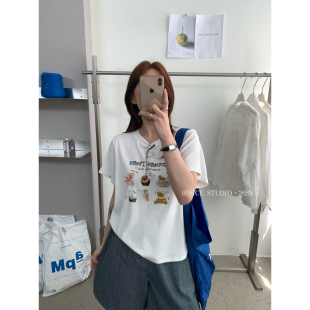 T恤L8837 夏上新趣味小熊印花工艺短袖 奶思家NICE STUDIO