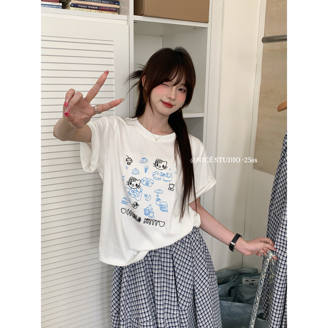 奶思家NICE STUDIO-圆领卡通印花百搭短袖T恤6-935