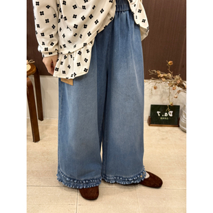 982 DA.7 春上新日系百搭木耳边超好看木扣文艺显瘦牛仔裤