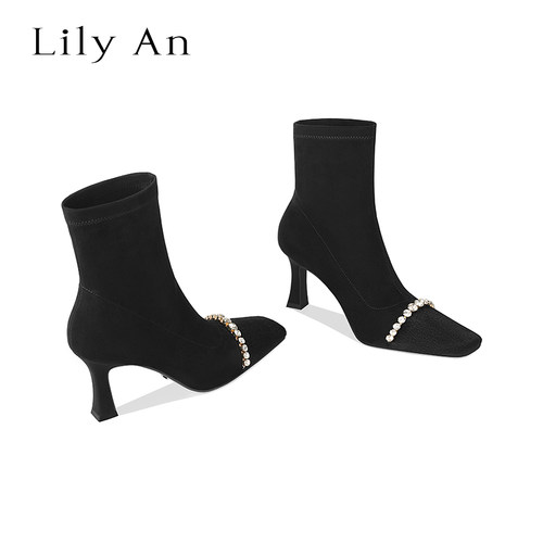 LilyAn手工轻奢高跟短靴