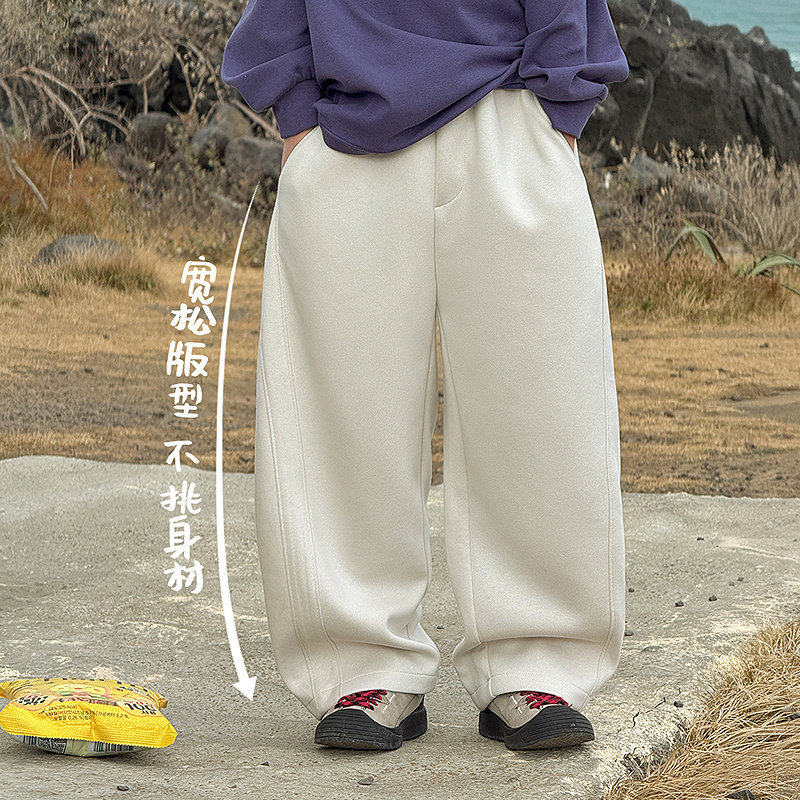 男童休闲裤子2026春季新款儿童刺绣弯刀裤男孩户外运动直筒长裤潮