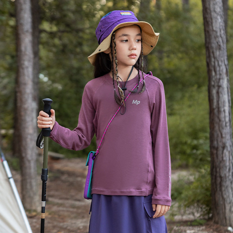 babybody女童T恤长袖2025秋新款女孩打底衫儿童潮紫红色蓝120~170