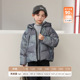 连帽白鸭绒外套绿色110 25新款 男孩羽绒服中大儿童短款 170休闲潮