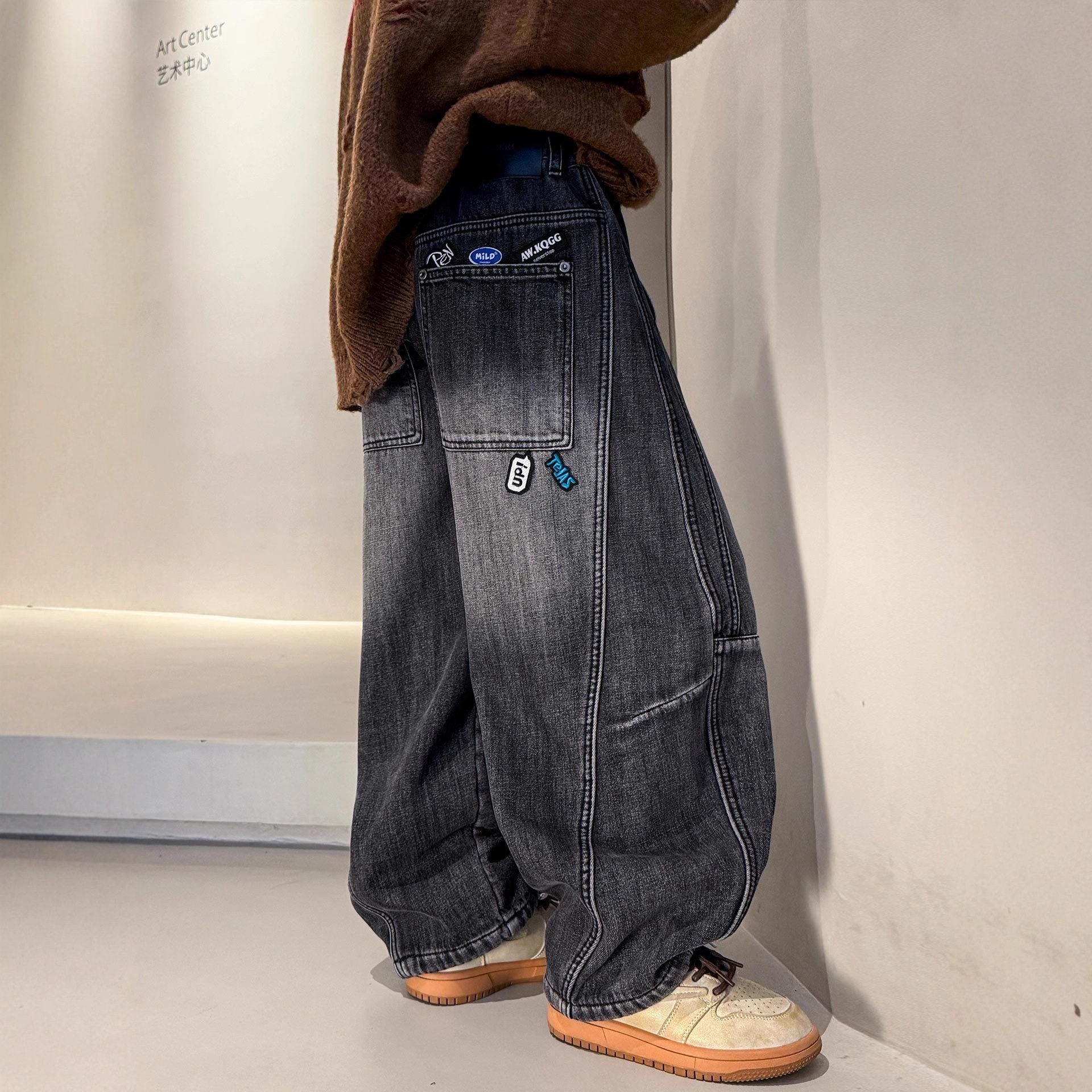 男童加绒牛仔裤秋冬款2025新款