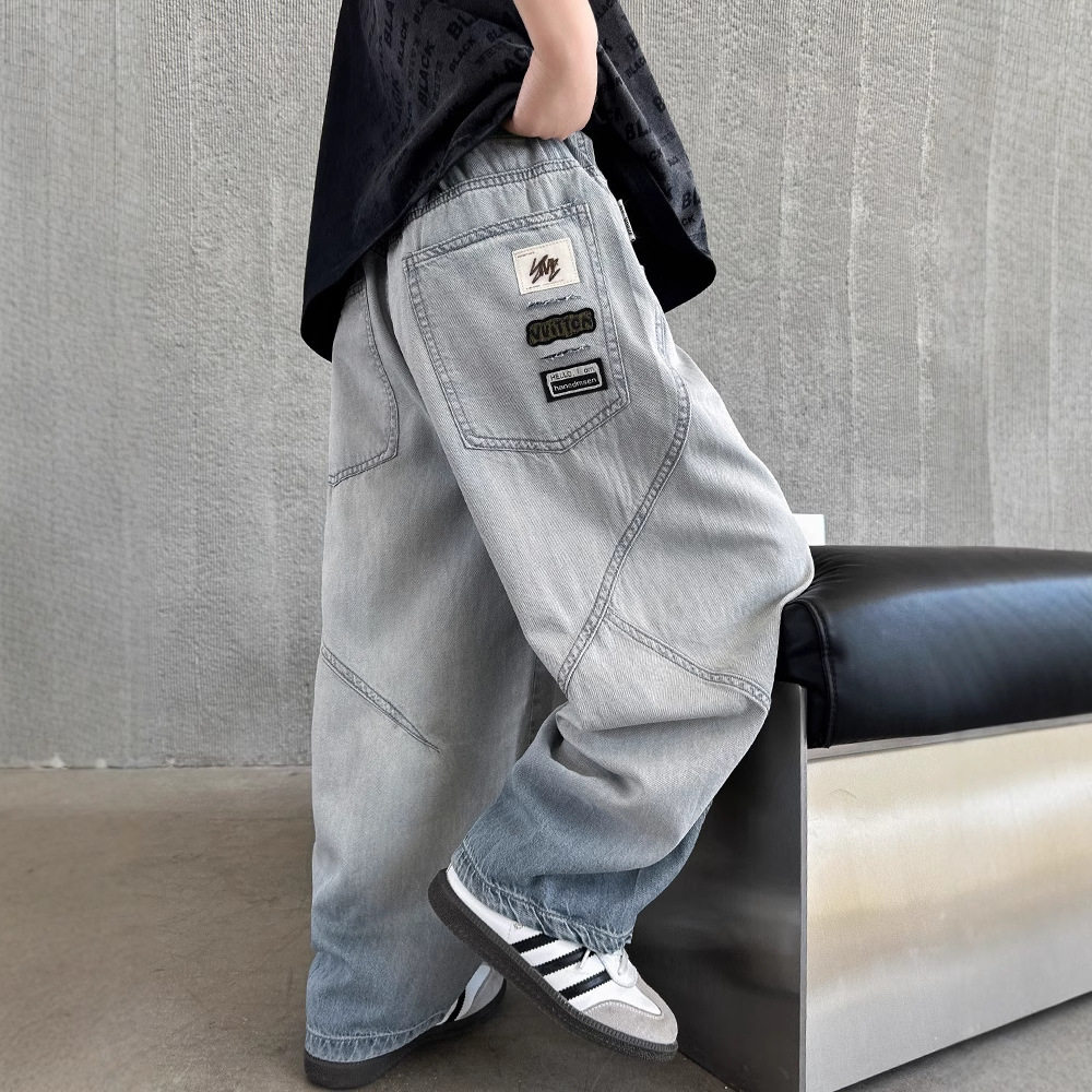 男童裤子薄款2025夏装新款中大儿童天丝防蚊牛仔裤蓝色120~170潮