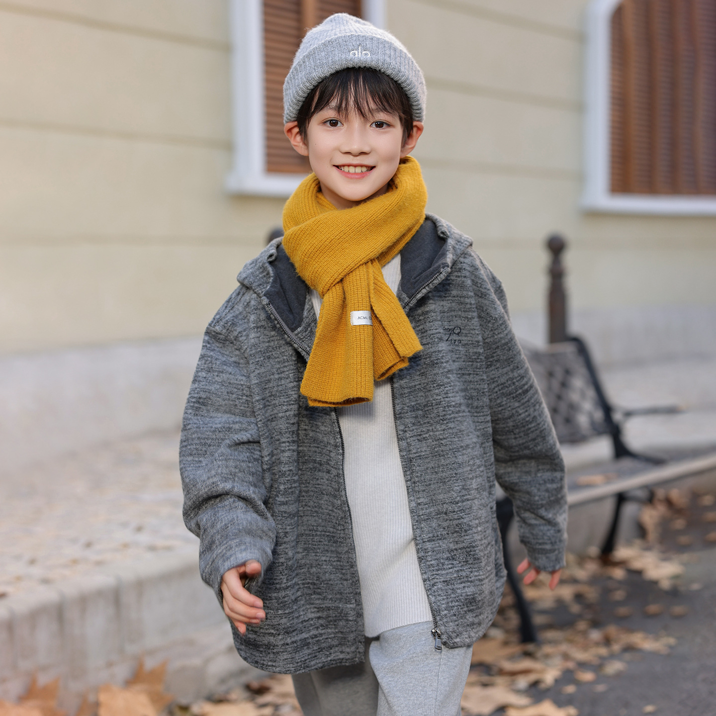 5儿童秋冬男童连帽加绒针织卫衣