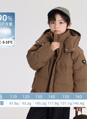 中大儿童连帽羽绒服男孩90绒子鸭绒外套紫色牛仔蓝110~170冬装新