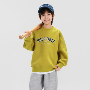 男童卫衣春装26新款儿童男孩韩版休闲帅气长袖上衣套头衫黄绿灰色