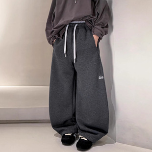 男童裤子春款26新款中大儿童运动卫裤男孩休闲裤潮酷直筒裤深灰色