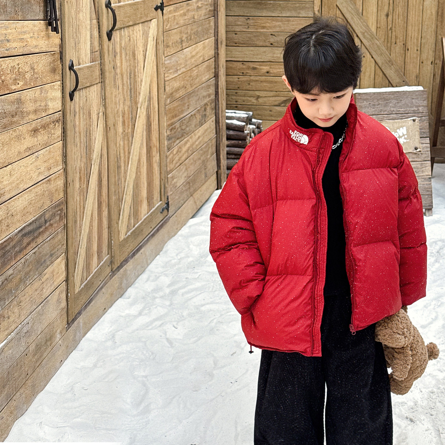 潮宝男童鸭绒外套韩版领口字母印花90白鸭绒加厚拉链儿童羽绒服潮