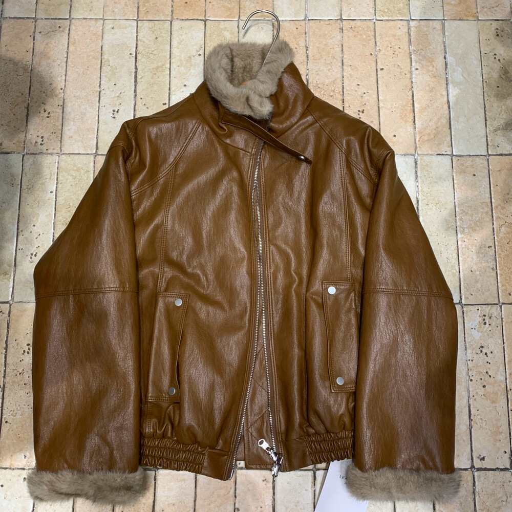 LEAF NICE叶好看-冬上新毛领高级感夹毛毛外套皮衣