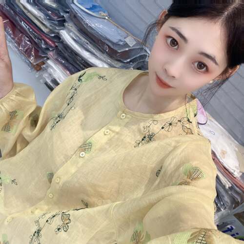 兜兜[苎麻上衣合集]高夏季新款苎麻短袖百搭衬衫女(C401-C450）