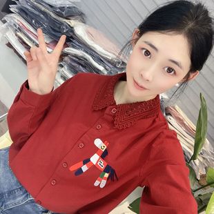 宽松秋冬新款 合集 打底纯棉长袖 女 K450 K401 衬衫