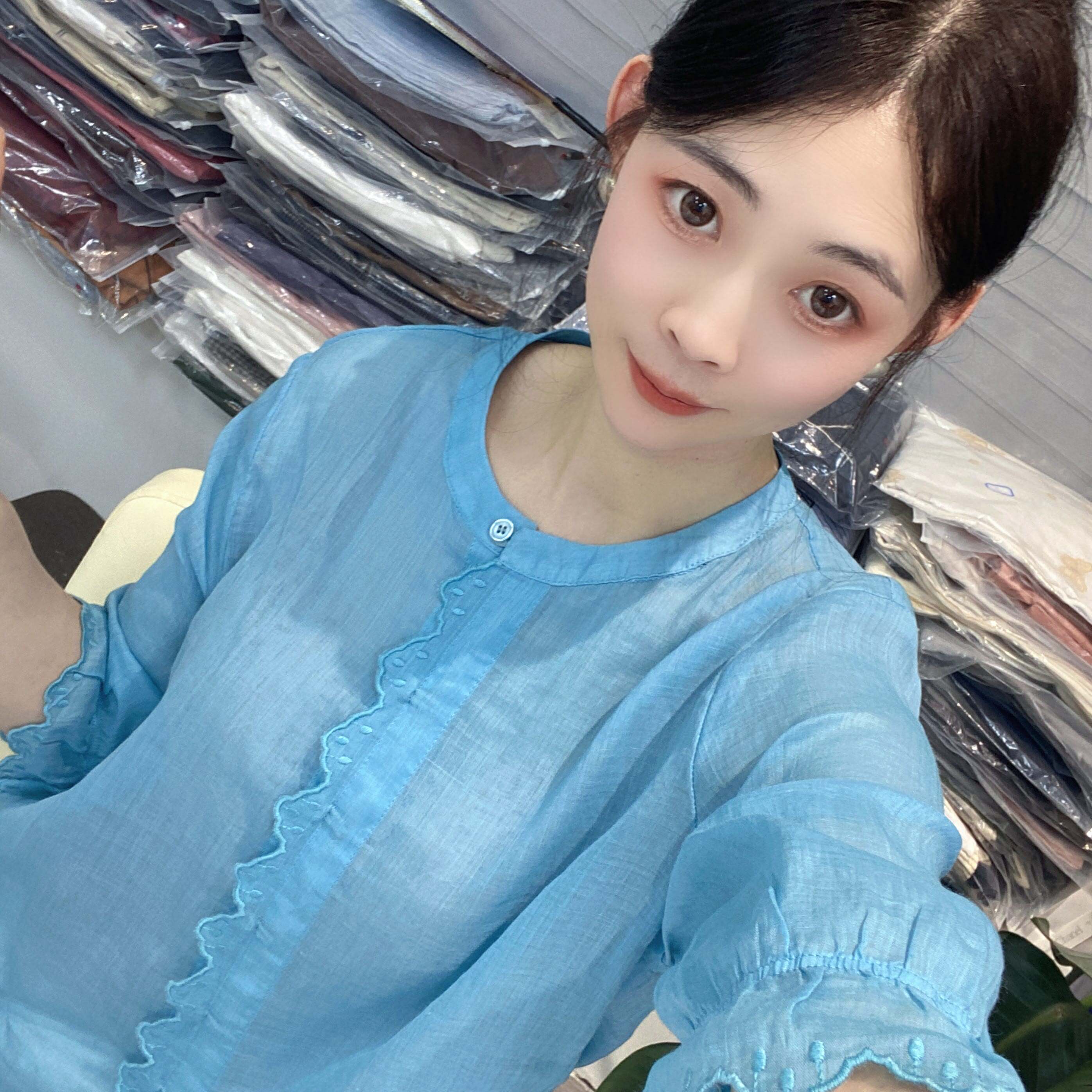 兜兜[苎麻上衣合集]高夏季新款苎麻短袖百搭衬衫女(C701-C750）