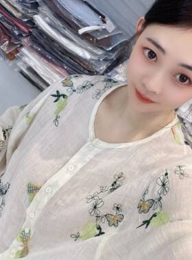 兜兜[苎麻上衣合集]高夏季新款苎麻短袖百搭衬衫女(C801-C850）