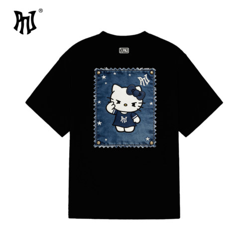 PNJHelloKitty牛仔贴布铆钉短袖