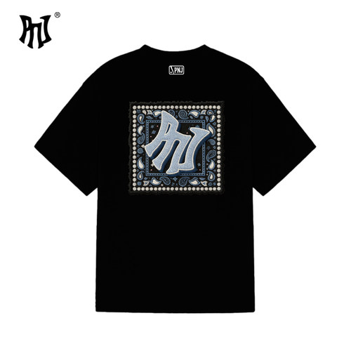 PNJ潮牌大logo芯片印花美式短袖