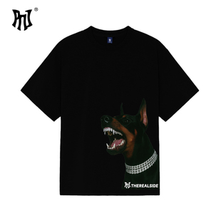 纯棉美式 新款 高街宽松型T恤男 2026夏季 PNJ潮牌钻石杜宾犬印花短袖