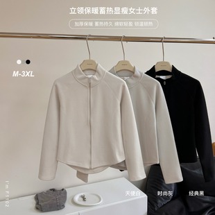 LU系风格 双拉链小蛮腰外套夹克女 全新升级石墨烯发热保暖修身