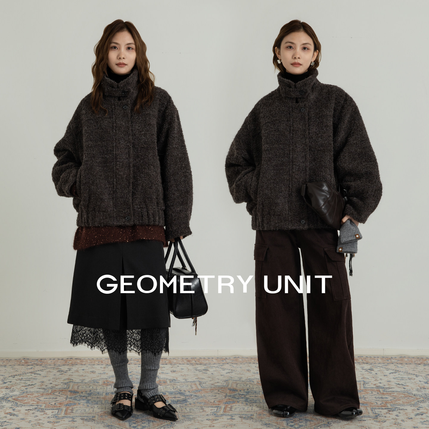 几何单元秋冬新款羊驼羊毛混纺圈圈呢立领廓形短款保暖外套上衣女,女装/女士精品,毛呢外套,淘宝优惠券,粉丝福利购,淘宝优惠卷
