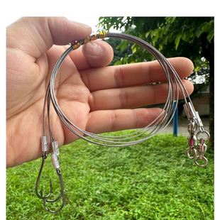 进口钓鱼49股钢丝单钩子线防咬耐磨鱼线石斑鱼海狼海钓巨物鱼钩