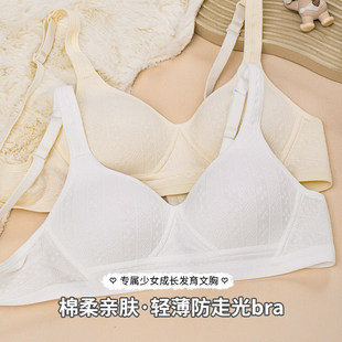 纯棉简约风少女文胸无钢圈薄款小胸调整型聚拢内衣女学生棉质舒适